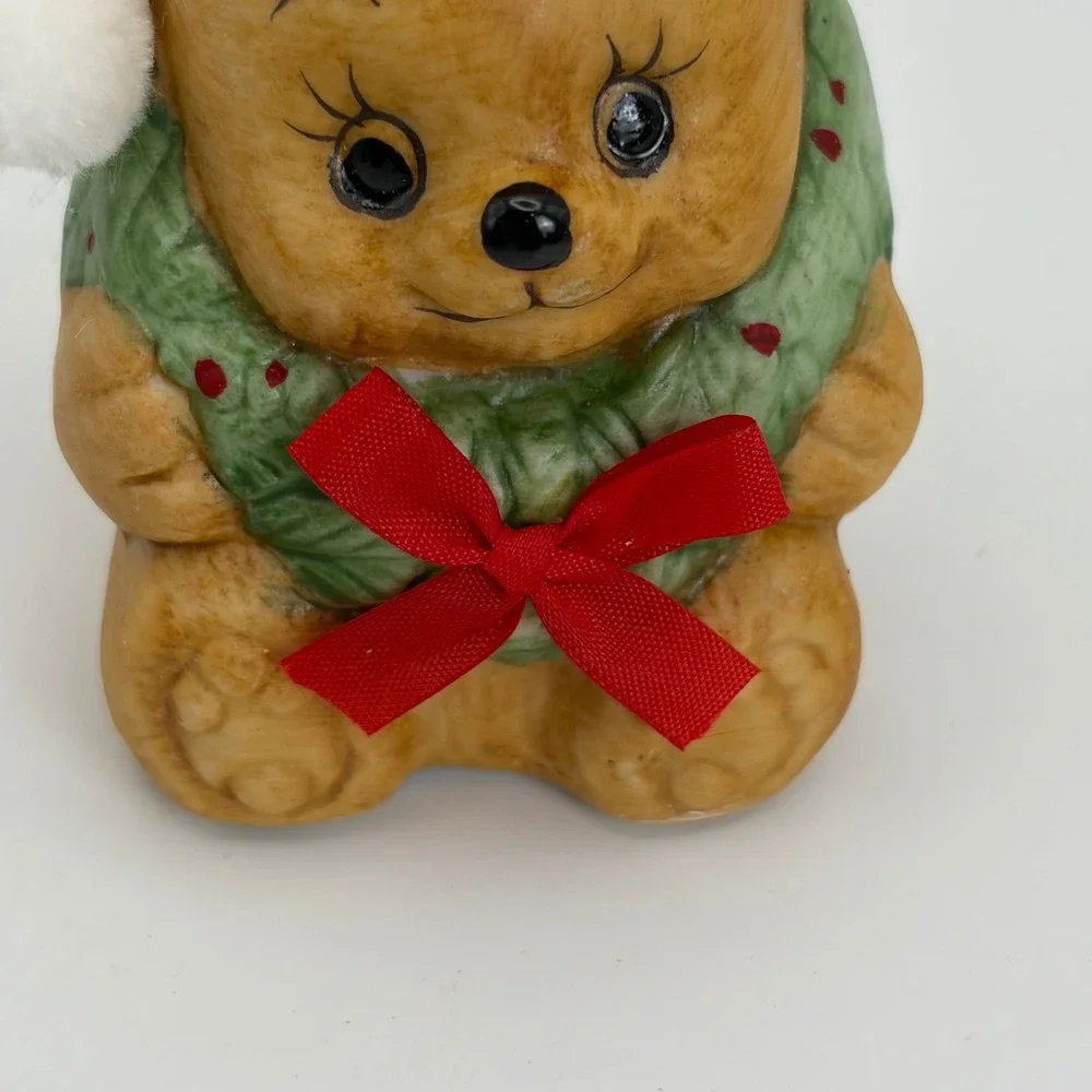 Vintage 1986 Jolly Jingles Ceramic‎ Teddy Bear Christmas Bell Ornament with Box